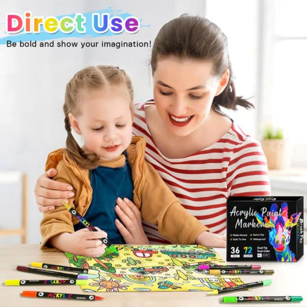 Dual-Tip Acrylic Paint Markers Set