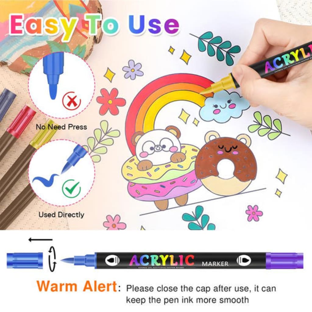 Dual-Tip Acrylic Paint Markers Set